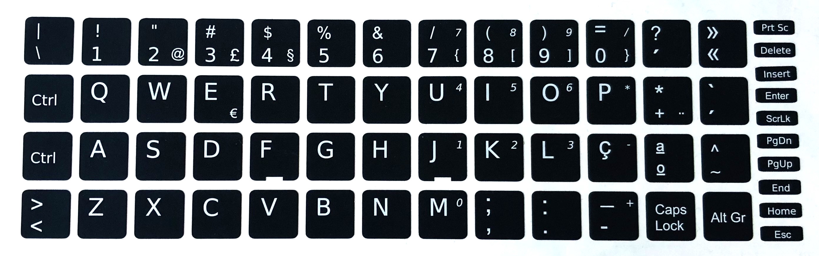 Kit conversión teclado a Portugués - 14x14mm - Negro  ( 129 )