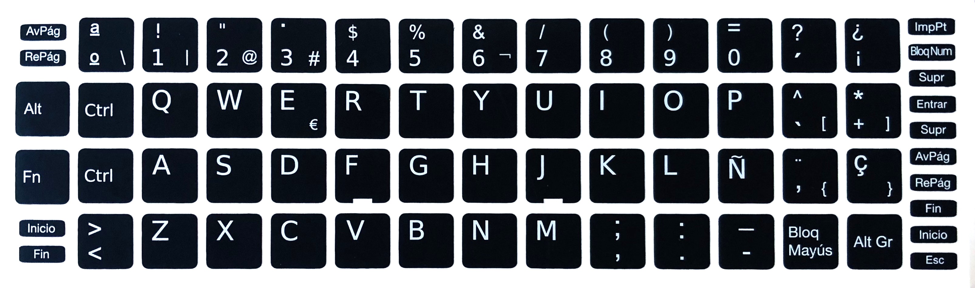 Kit conversión teclado a Español - 14x14mm - Negro  ( 131 )